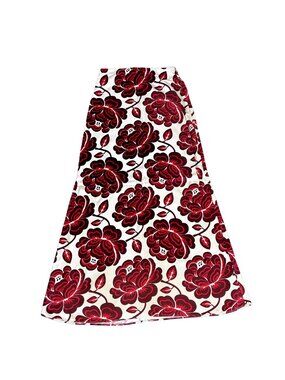 Bold Red Floral Maxi Skirt